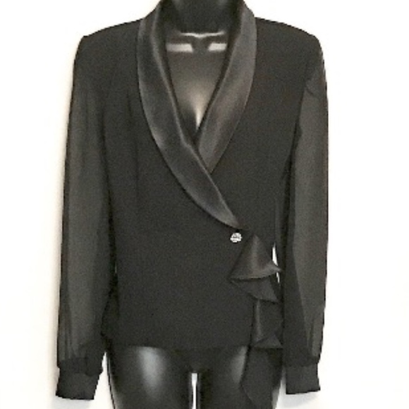 vintage Tops - 80s Black Formal Evening Jacket Top   VS371